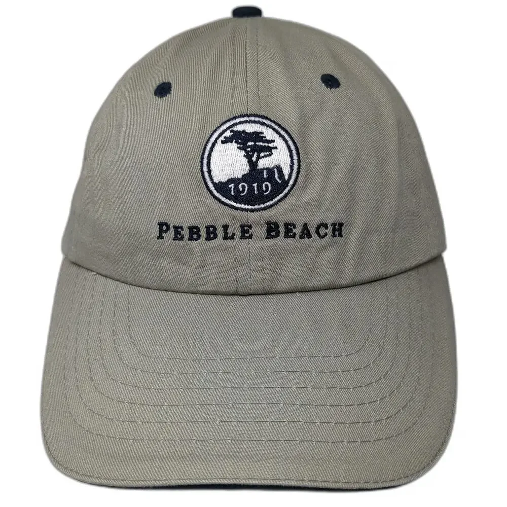 Pebble Beach Baseball Cap Beige One Size Hat 1919 Lone Cypress Golf Strapback